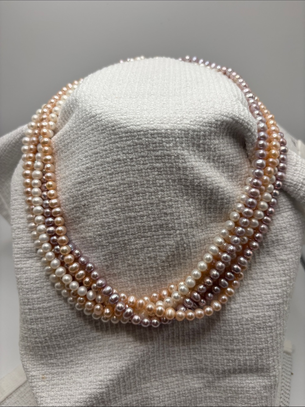Multistrand Pastel Freshwater Pearl Necklace 925 BH Clasp